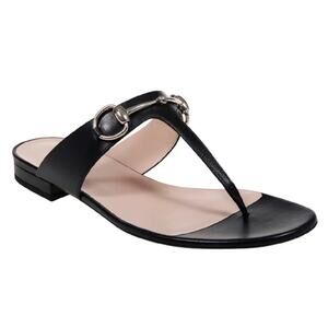GUCCI Lady Horsebit leather thong sandals